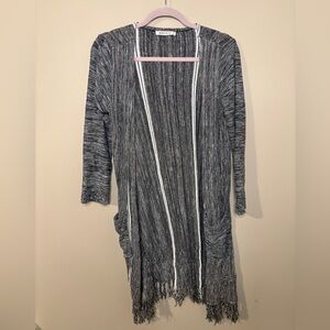 Wanderlux Gray Cardigan Sweater Size Medium Heathered Boho Grunge Artsy